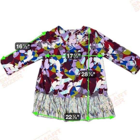 Logo Tunic M Purple Blue Retro 70's Peplum 3/4 Sleeve Whimsical Boho Artsycore - Picture 3 of 6